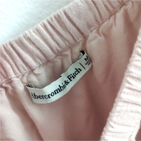Abercrombie & Fitch Off The Shoulder Linen Blend Top Crop Top Blush Pink Medium - Picture 5 of 6